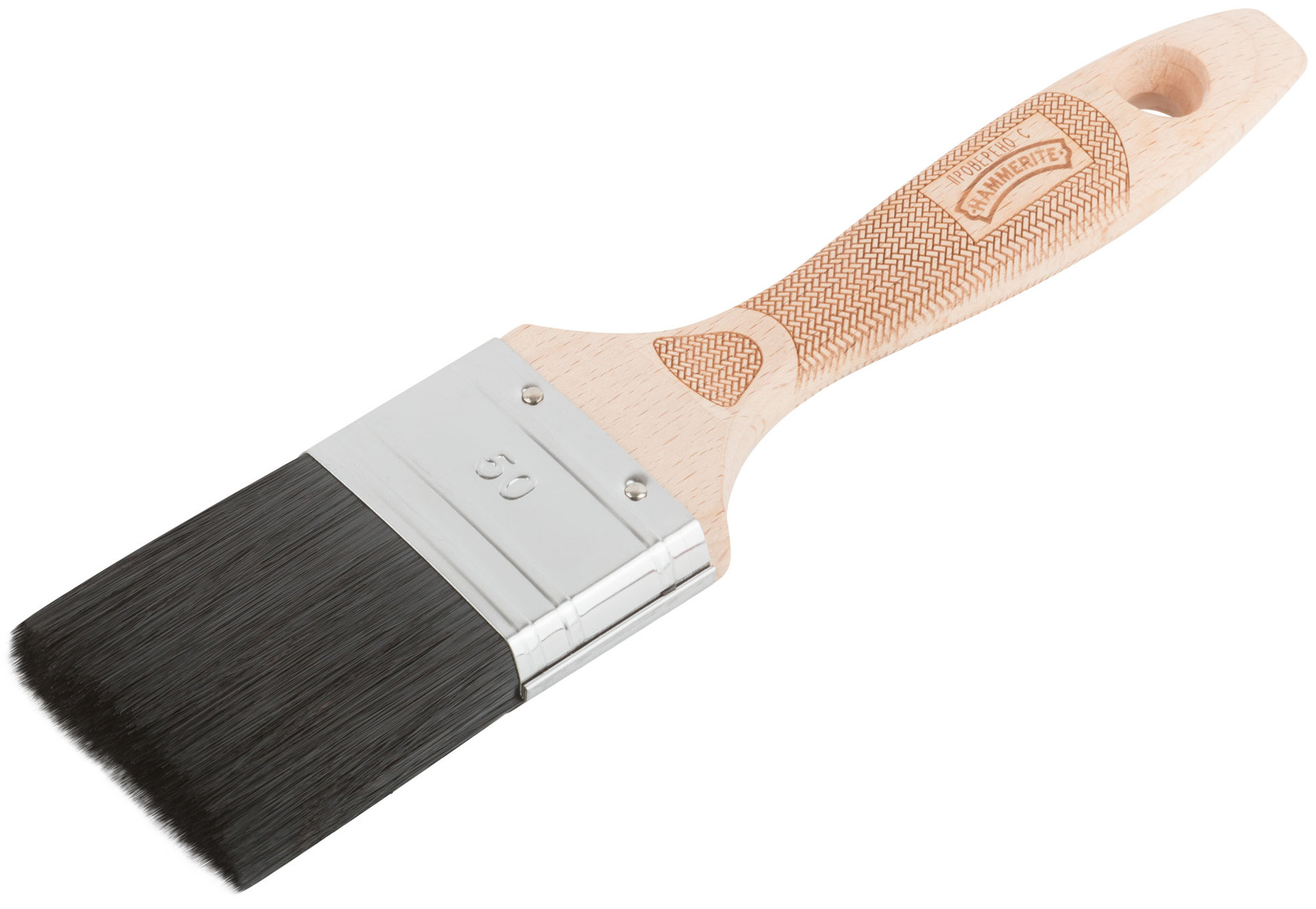 Кисть флейцевая, толщ. 15 мм, 70% ПБT/30% черная натур. щетина, нерж. обжим, ширина 50 мм (30-0053)