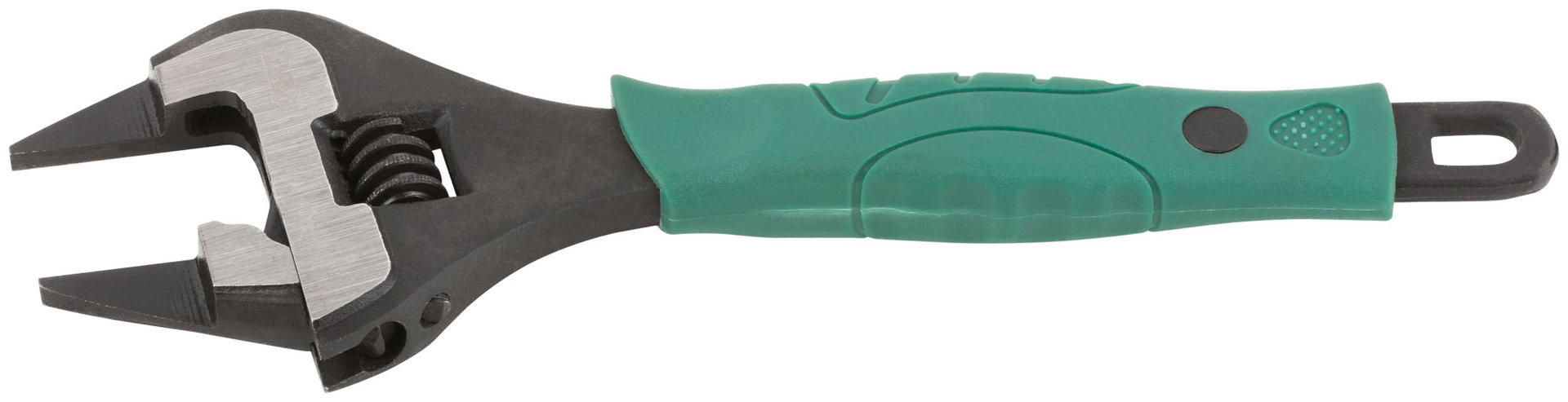 Ключ разводной Карат, CrV, обточенные узкие губки, шкала, увелич.захват, прорезин.ручка 200 мм ( 39 мм )