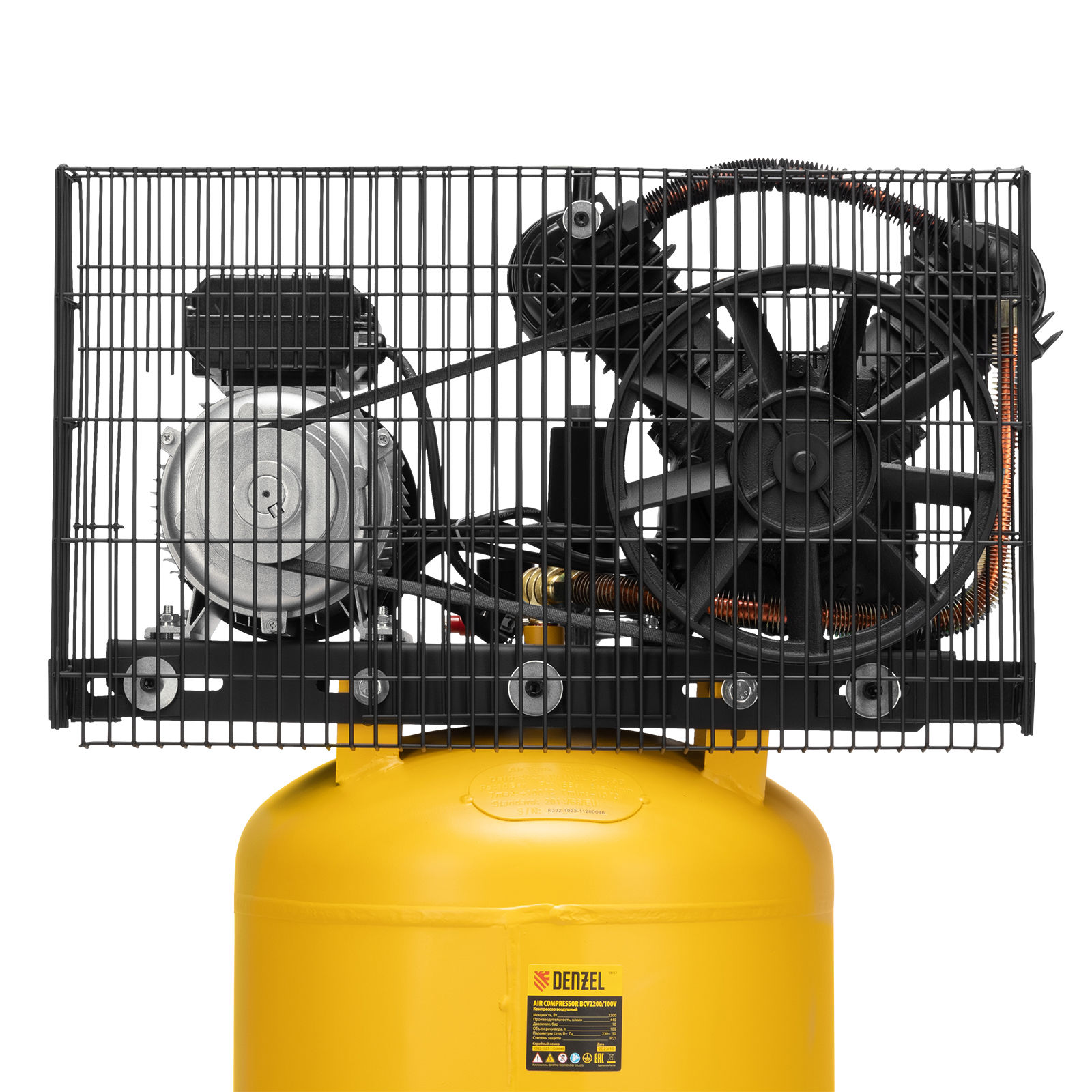 Компрессор воздушный BCV2200/100V, ременный привод , 2.3 кВт, 100 литров, 440 л/мин Denzel (58112)