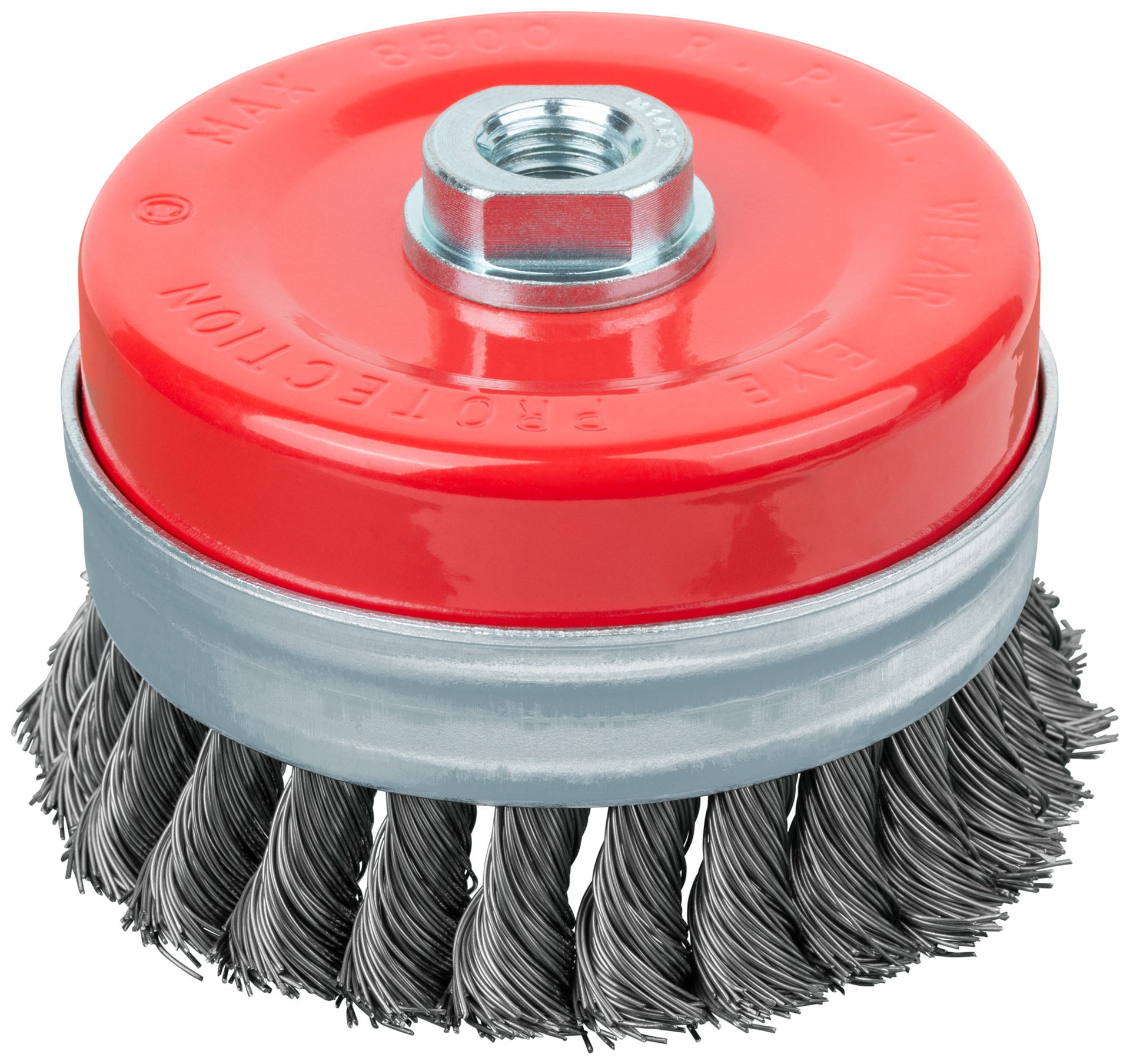 Корщетка-чашка, гайка М14, стальная витая проволока с бандажом, Профи 100 мм (39510)