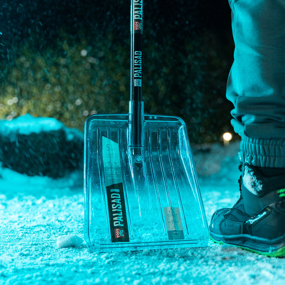 Лопата для уборки снега, поликарбонат, 260х310х870 мм, стальной черенок, LUXE Palisad (61799)