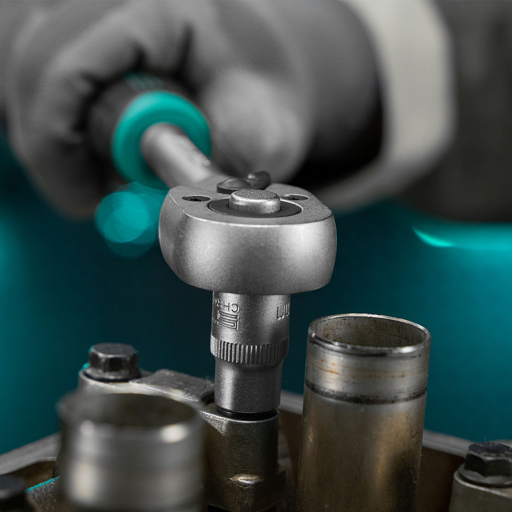 Набор торцевых головок, 3/8, головки 7 - 22 мм, с трещот. ключом, CrV,11 предметов Stels