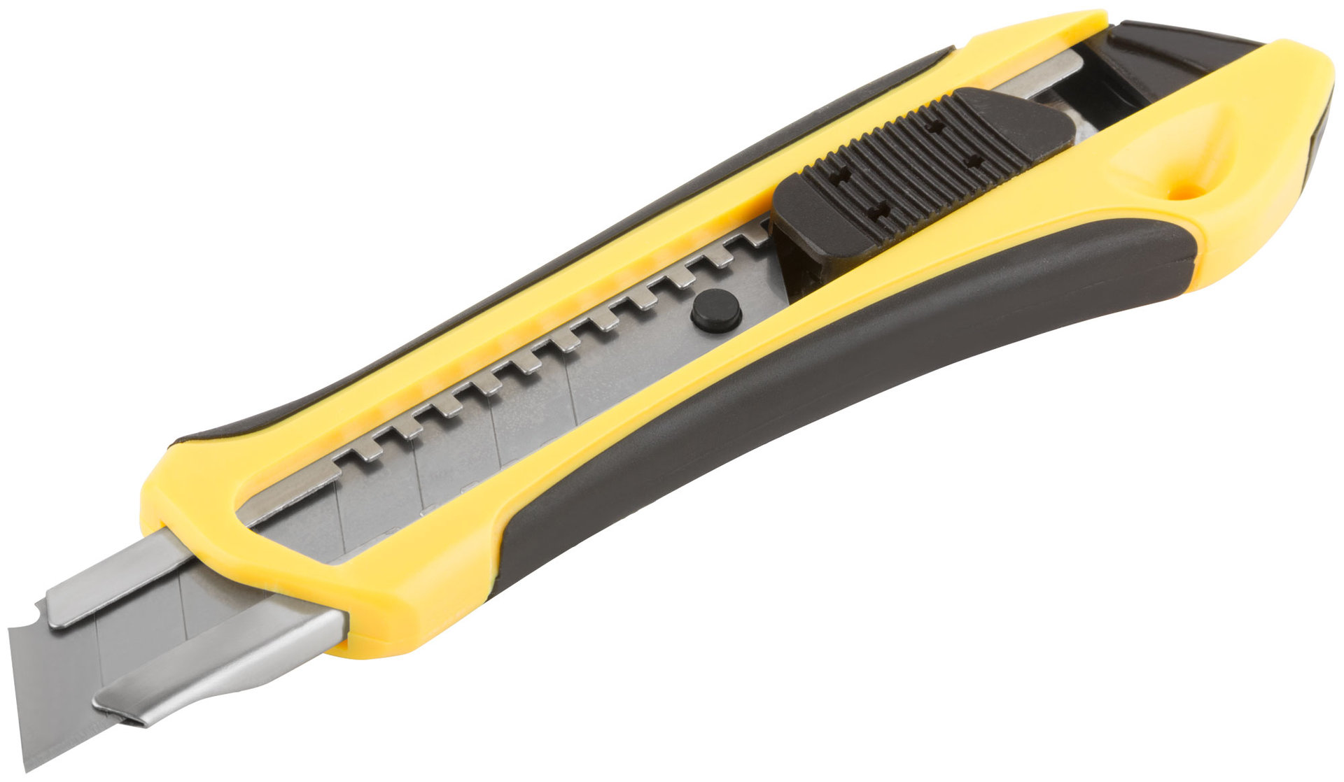 Нож технический 18 мм усиленный прорезиненный, 2-х сторонняя автофиксация (10245)