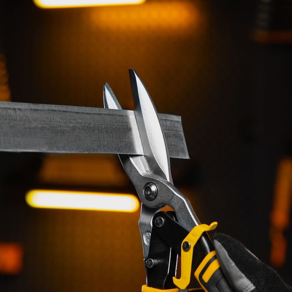 Ножницы по металлу, 315 мм, прямой проходной рез, сталь-CrMo, трехкомпонентные рукоятки Denzel (78373)