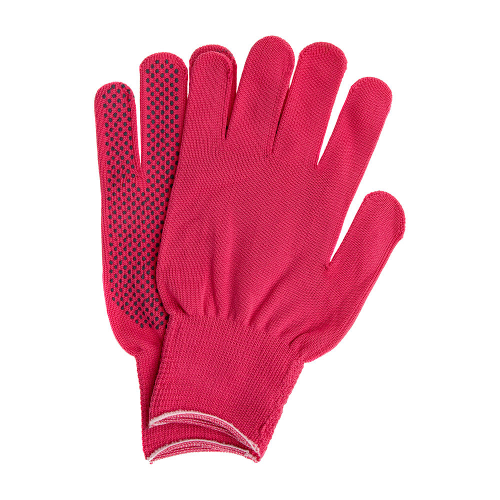 Перчатки Нейлон, ПВХ точка, 13 класс, цвет розовая фуксия, L (67826)