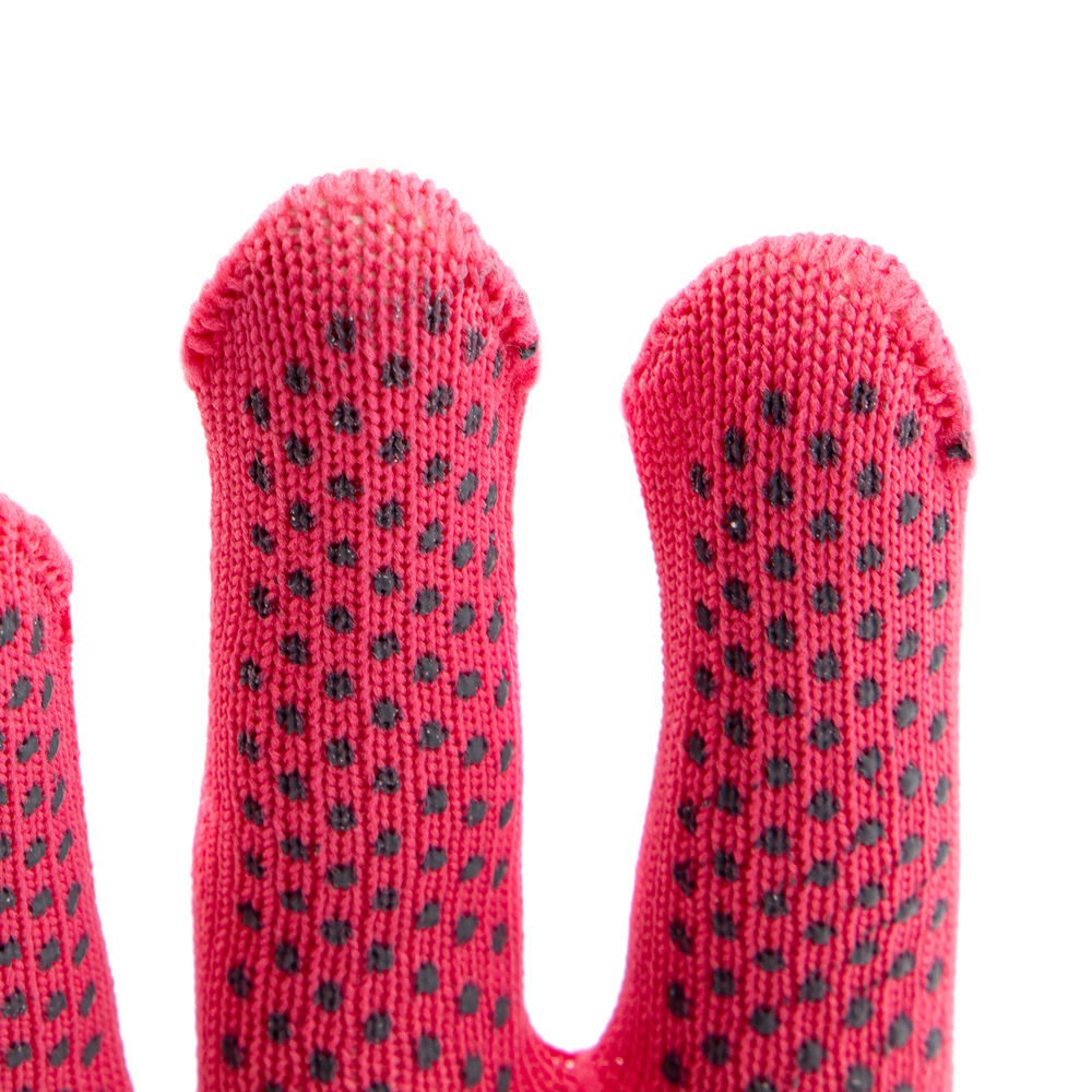 Перчатки Нейлон, ПВХ точка, 13 класс, цвет розовая фуксия, L (67826)