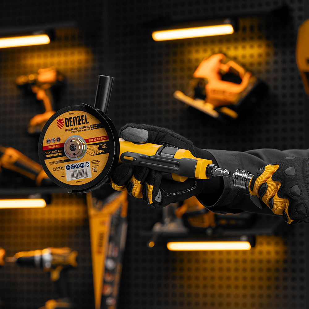 Пневматическая углошлифовальная машина AG125, 11000 об/мин, 125 мм, 186 л/мин Denzel (57477)