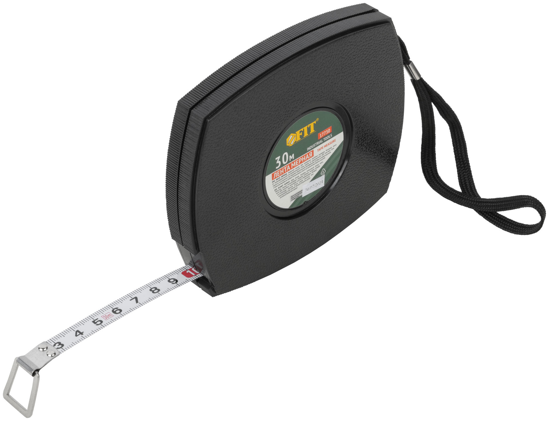 Рулетка, черный закрытый пластиковый корпус, стальная лента 30 м