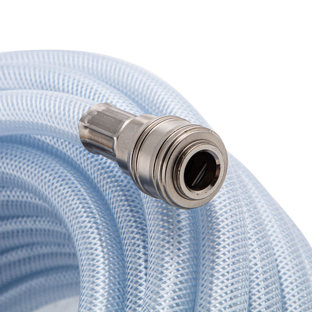 Шланг пневматический ПВХ, 10 x 16 мм, 18 бар, армированный, прозрачный, быстросъемное соединение, 15 м Stels (57025)