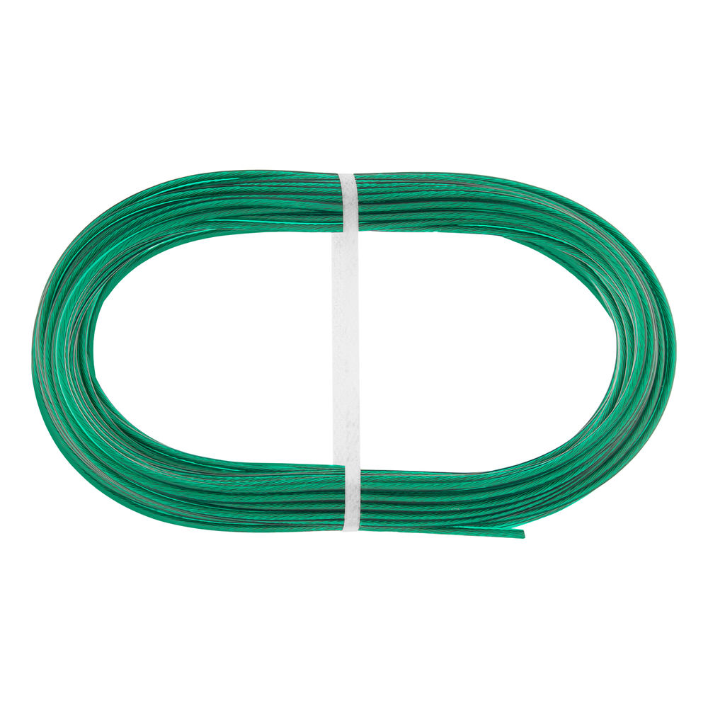 Трос металлополимерный зеленый ПР-3.0, толщина 3.0 мм, моток 20 метров Сибртех (47647)