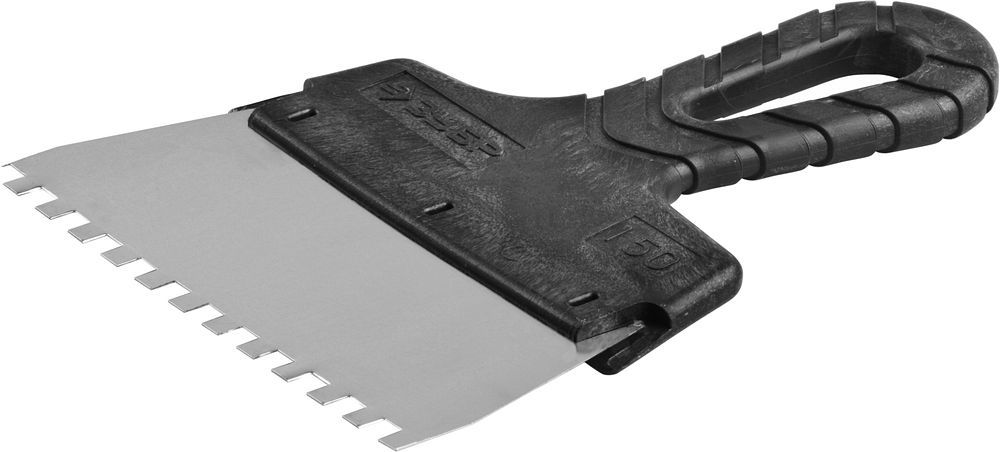 Шпатель фасадный нержавеющий 150 мм зуб 6?6 мм пластиковая ручка ЗУБР 10078-15-06