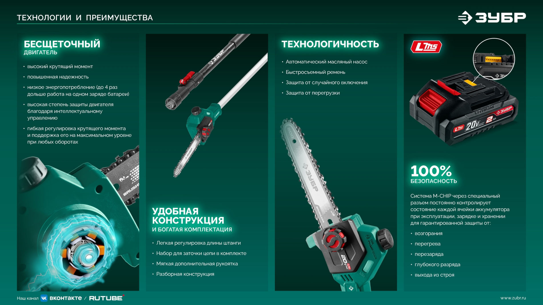 ЗУБР 20 В, 200 мм шина, без АКБ (LMS), высоторез аккумуляторный (ВРБ-2020)