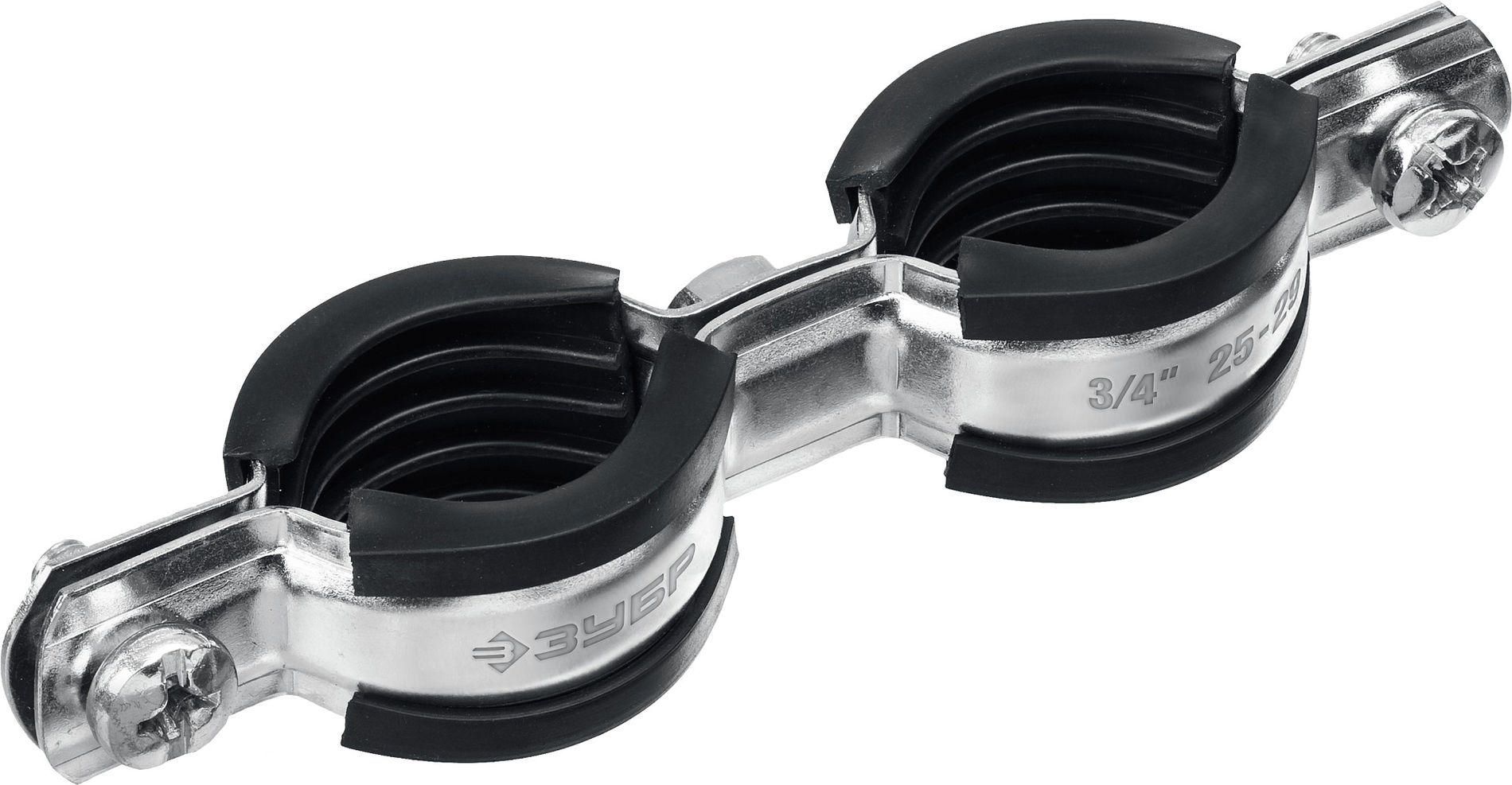 ЗУБР 3/4?, цинк, 8 шт, двойной трубный хомут (37890-25-29)