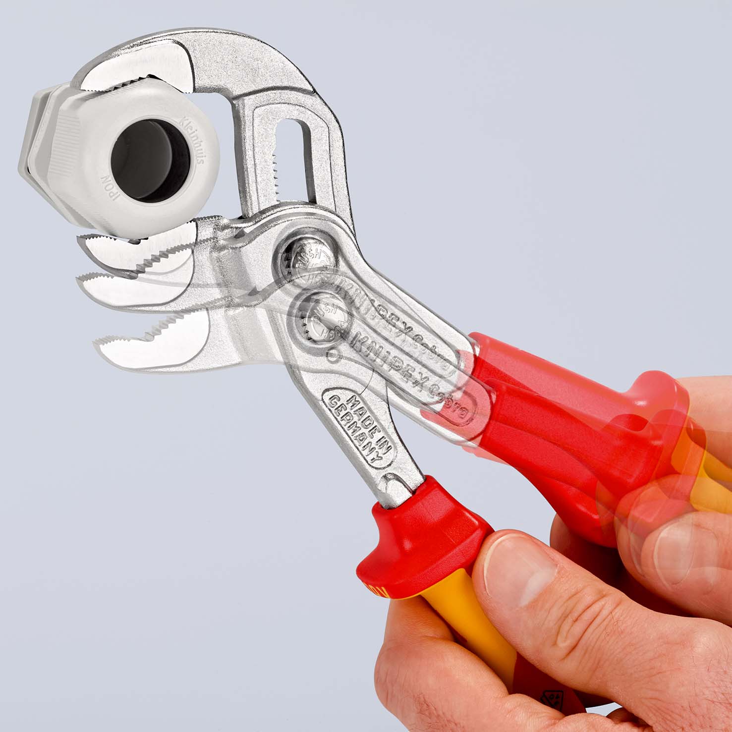 Клещи переставные VDE 250 мм, зев 50 мм, хром, 2-комп диэлектрические ручки, SB COBRA KN-8726250SB