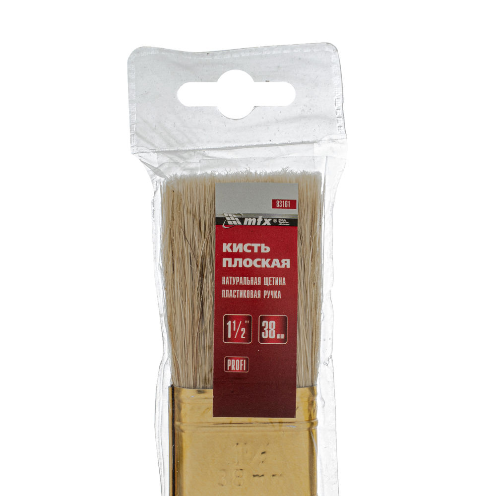 Кисть плоская Профи 1.5, натуральная щетина, пластмассовая ручка MTX (83161)