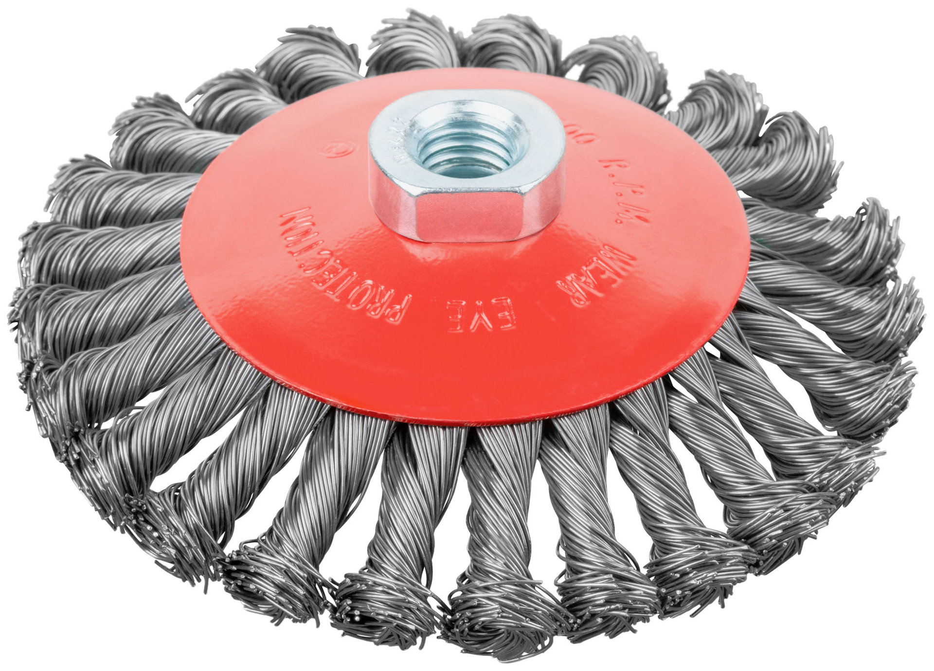 Корщетка-колесо с наклоном, гайка М14, стальная витая проволока 125 мм (39116)