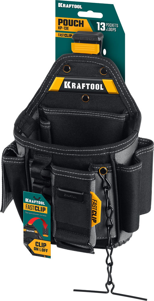 Сумка поясная 280 х 200 мм с быстросъёмным креплением FastClip KP-13E KRAFTOOL 38772