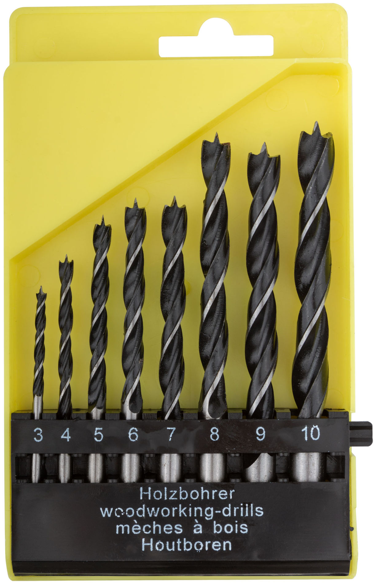 Набор сверл по дереву, пластиковый бокс, 8 шт.(3-4-5-6-8-9-10 мм) (36103)