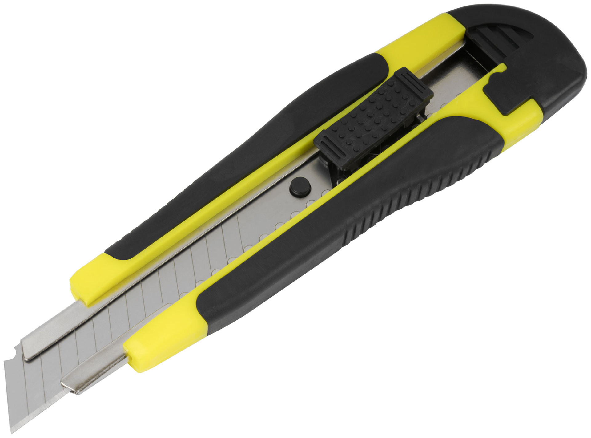 Нож технический 18 мм усиленный прорезиненный, лезвие 15 сегментов (10243)