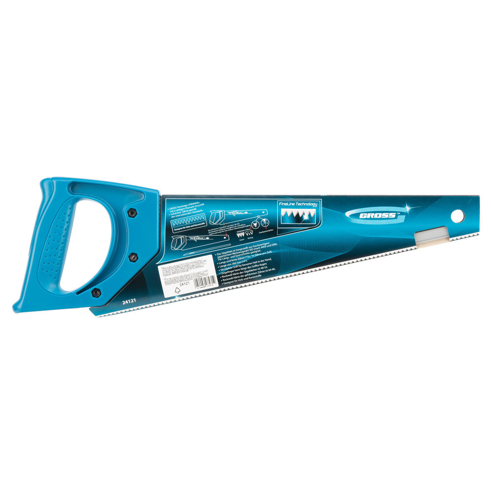 Ножовка для работы с ламинатом Piranha, 360 мм, 15-16 TPI, зуб 2D, каленый зуб, пласт.рук-ка Gross