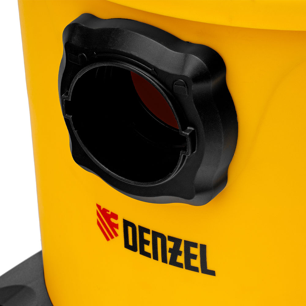 Пылесос строительный RVC20, 1400 Вт, бак 20 л, шланг 3 м, розетка с автосинхр. Denzel (28202)