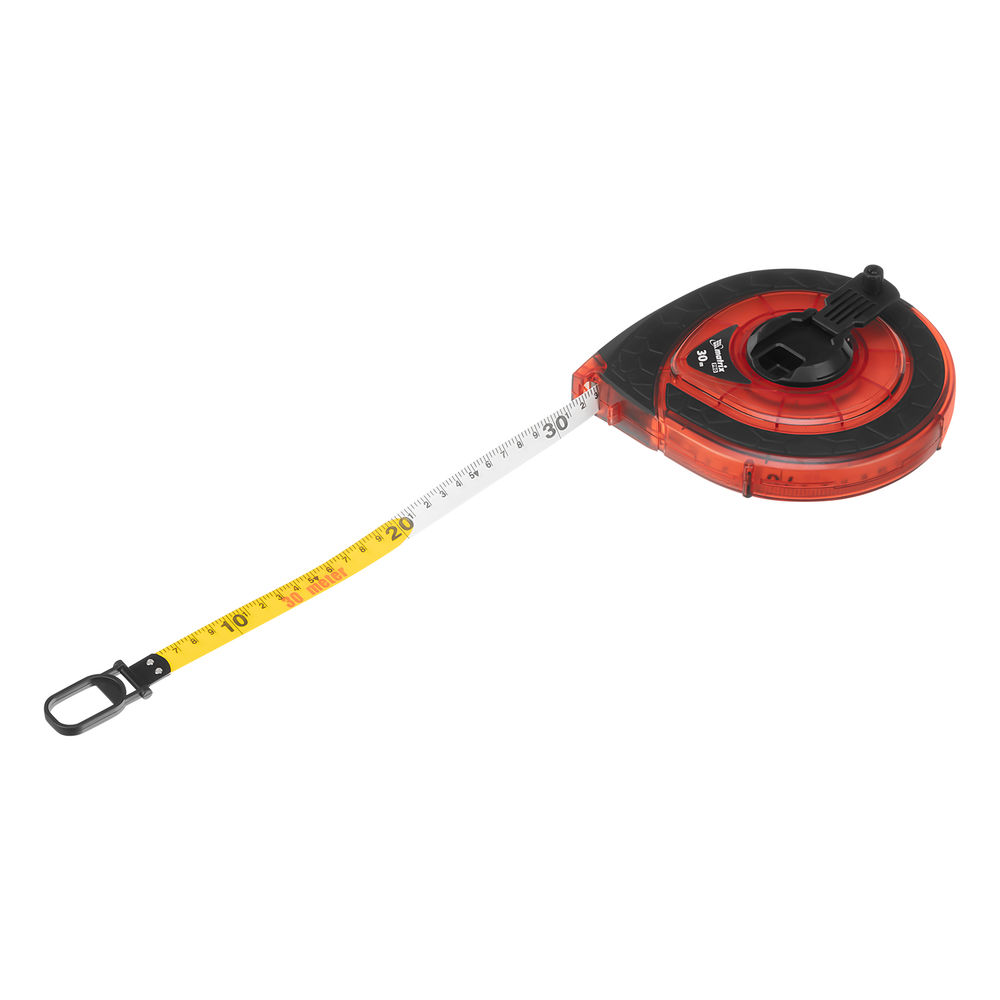 Рулетка геодезическая 30 м х 15 мм, закрытый корпус, фибергласовая лента, двусторонняя шкала, Pro Matrix