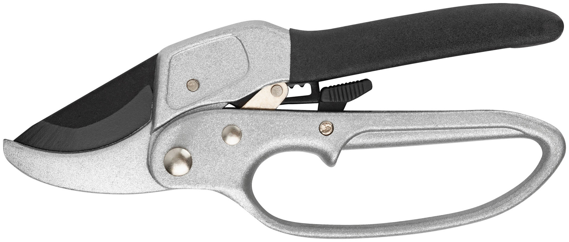 Секатор, храповый механизм, режущ.кромки встык с наковальней, тефл.покр.лезвий, алюм.корпус 200 мм (76270)