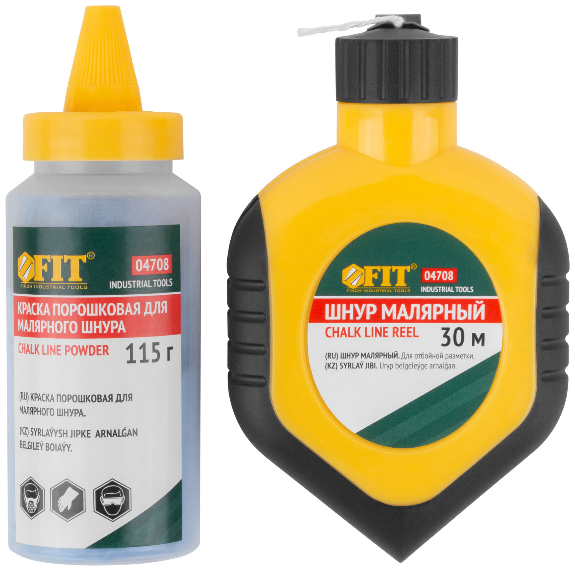 Шнур малярный отбойный, ABS пластиковый прорезиненный корпус 30 м + краска разметочная 115 гр. (04708)