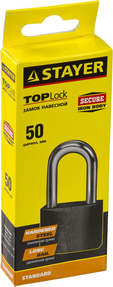 Замок навесной 50 мм, удлиненная дужка STAYER 37160-50-1