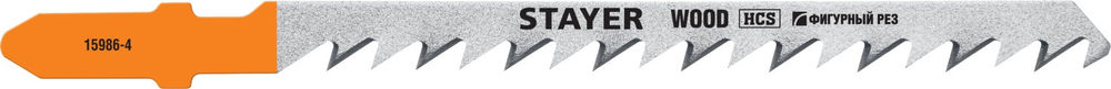 Полотна для лобзика 2 шт, 75 мм / 4 мм, T-хвост., HCS сталь, фигурный рез по дереву/ДСП T244D Professional STAYER 15986-4