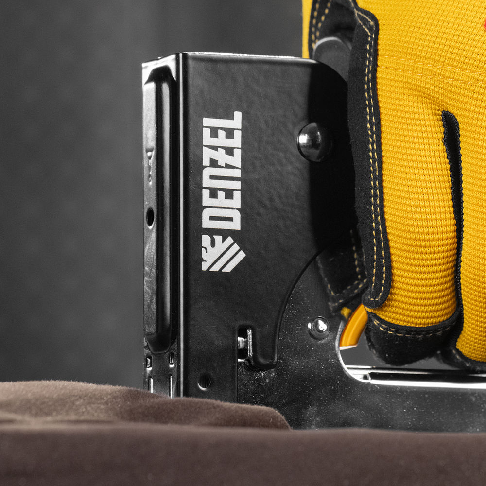 Степлер металл., скобы в комплекте, плавная регулировка удара, 2К рукоятка, тип 53, 4-14 мм Denzel (40223)