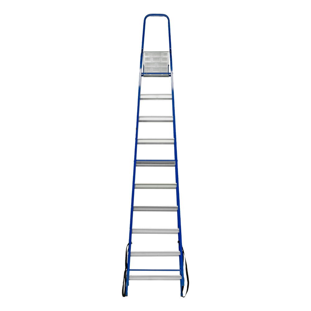Стремянка, 10 ступеней, стальной профиль, алюминиевые ступени Сибртех (97960)