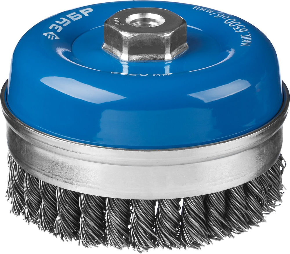 Щетка-крацовка чашечная усиленная для УШМ 120 мм, жгутированная стальная проволока 0.8 мм ЗУБР Профессионал 35271-120_z02