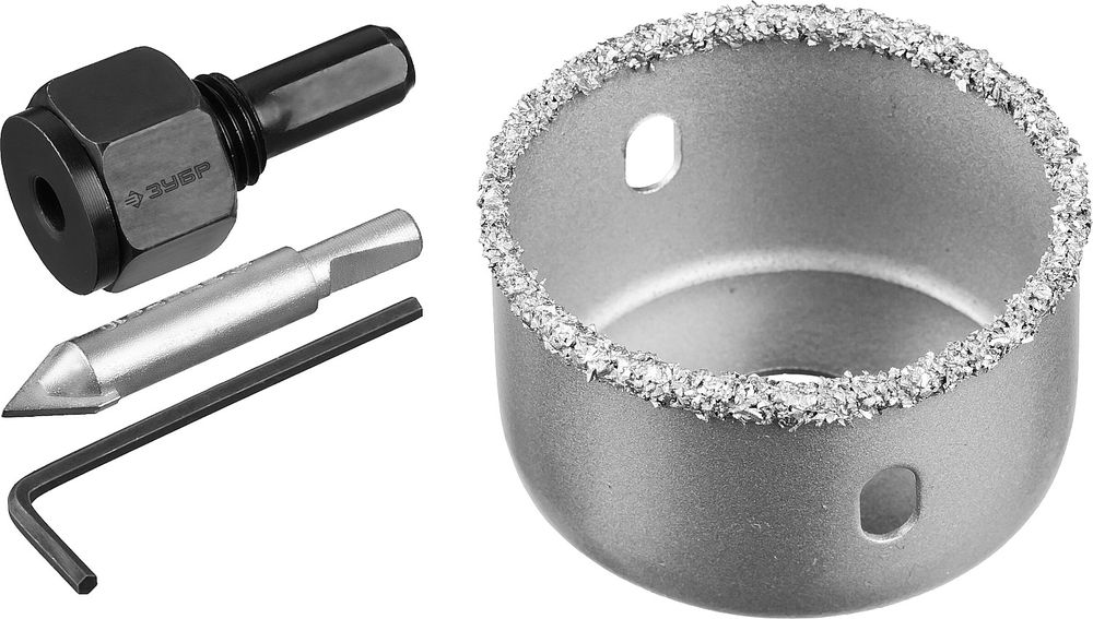 Коронка-чашка с державкой и сверлом 51 мм, L 25 мм, карбид вольфрама ЗУБР Профессионал 33360-051_z01