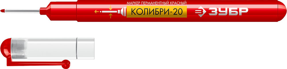 Перманентный маркер для отверстий Колибри-20 красный, наконечник L 20 мм, 2 мм ЗУБР 06328-3