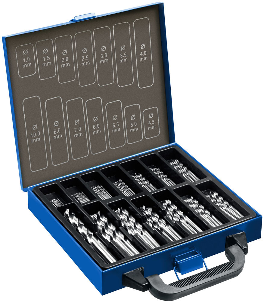 Набор сверл по металлу в мет. боксе 1-10 мм 99 шт сталь Р6М5 класс А ЗУБР ПРОФ-А Профессионал 29625-H99