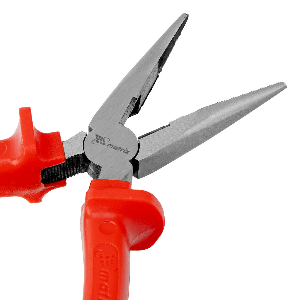 Длинногубцы прямые Econom, 160 мм, шлифованные, пластмассовые рукоятки Matrix (17192)