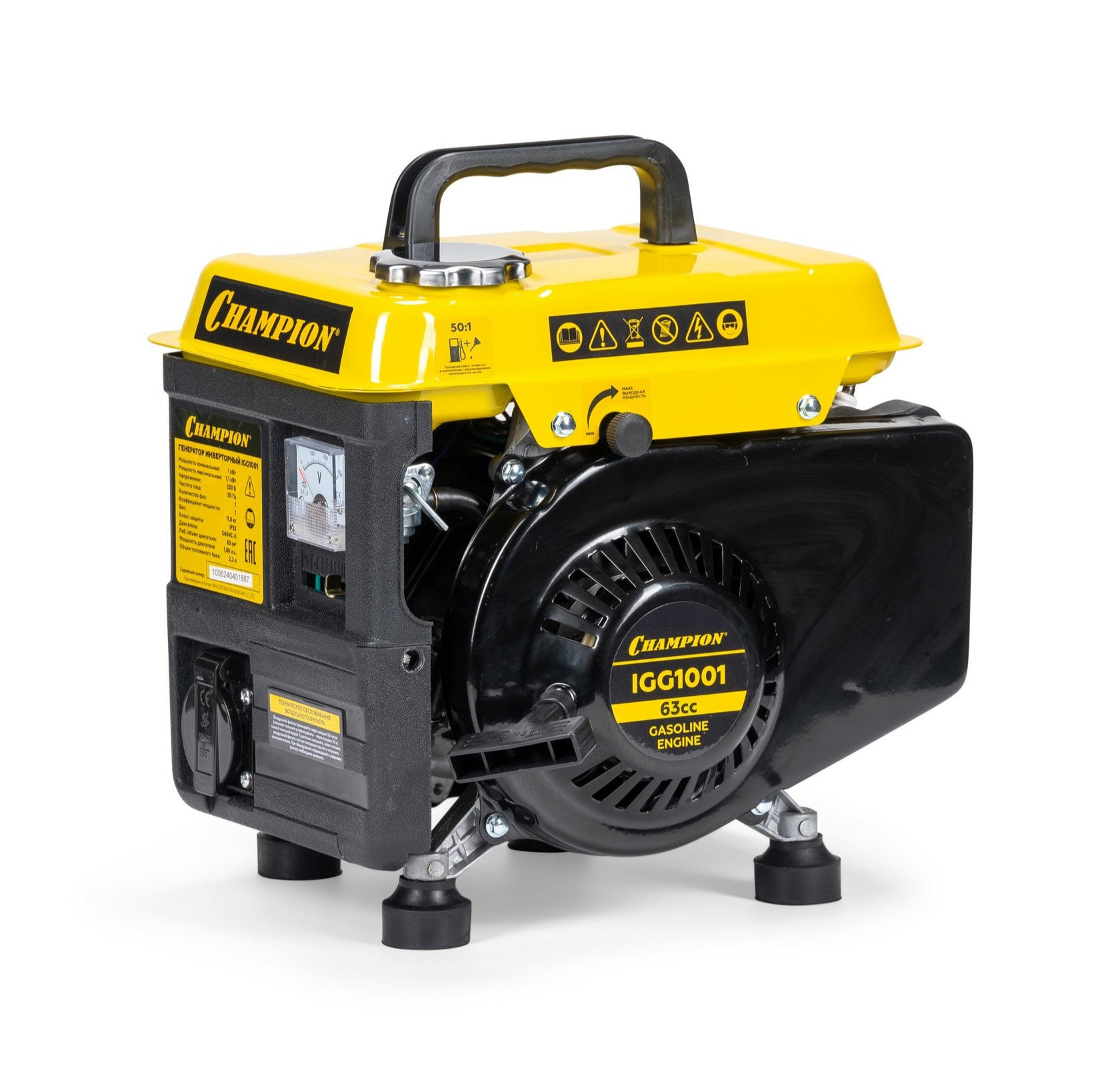 Генератор CHAMPION IGG1001 (1/1,1кВт 1,86лс 2Т 2,2л 12В 11,8кг) (IGG1001)