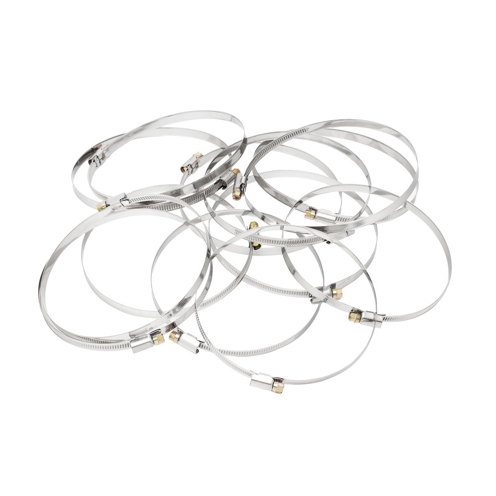 Хомуты нержавеющая сталь, Стандартное болтовое крепление 120-140 мм, 25 штук в упаковке, ширина 9 мм Сибртех (47591)