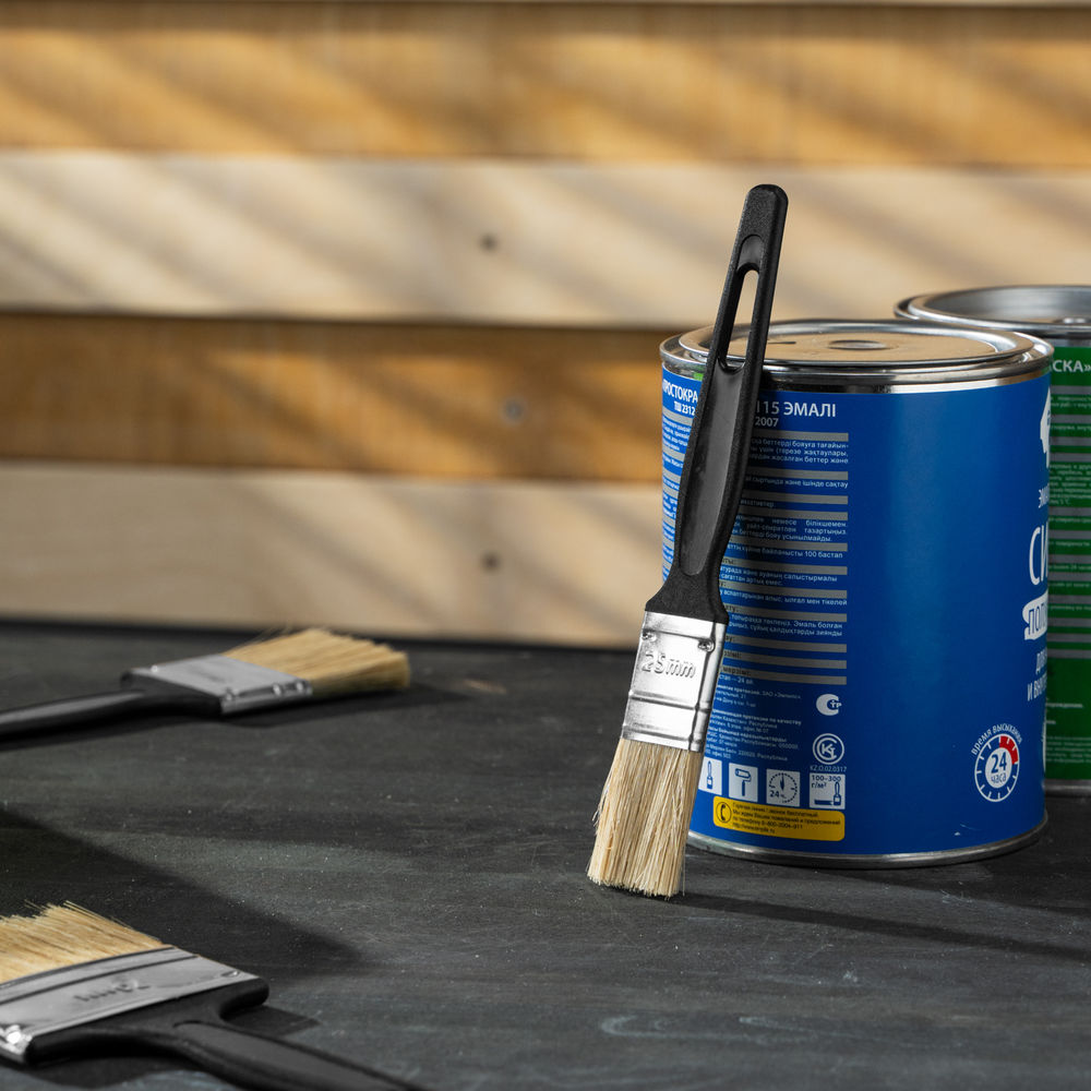 Кисть флейцевая Стандарт, 25 х 6 мм, натуральная щетина, пластиковая ручка Сибртех (82502)