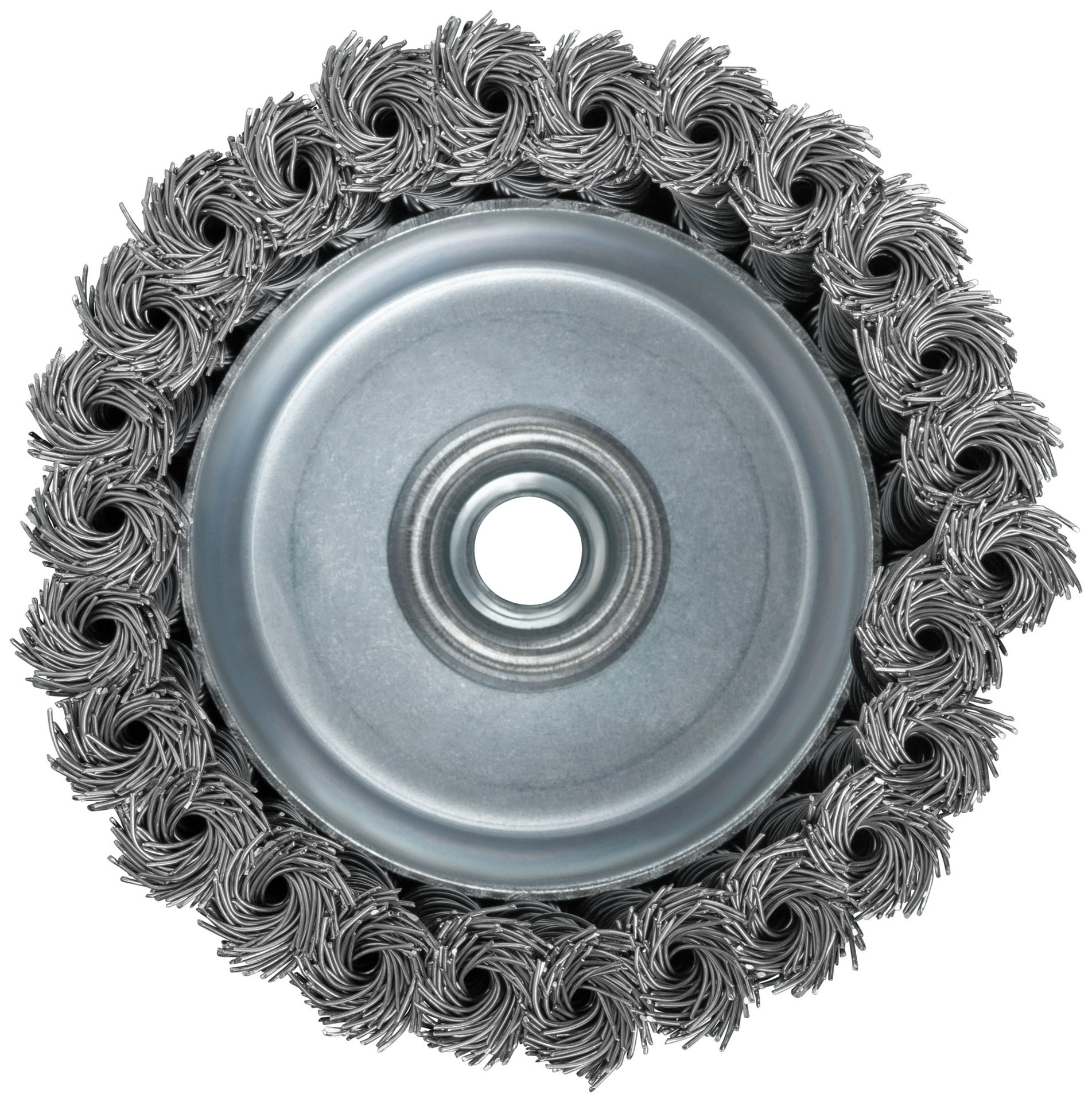Корщетка-чашка, гайка М14, стальная витая проволока с бандажом, Профи 100 мм (39510)