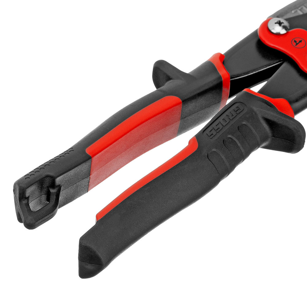 Ножницы по металлу Piranha, 270 мм, прямой и левый проходной рез, сталь СrMo, двухкомпонентные рукоятки Gross