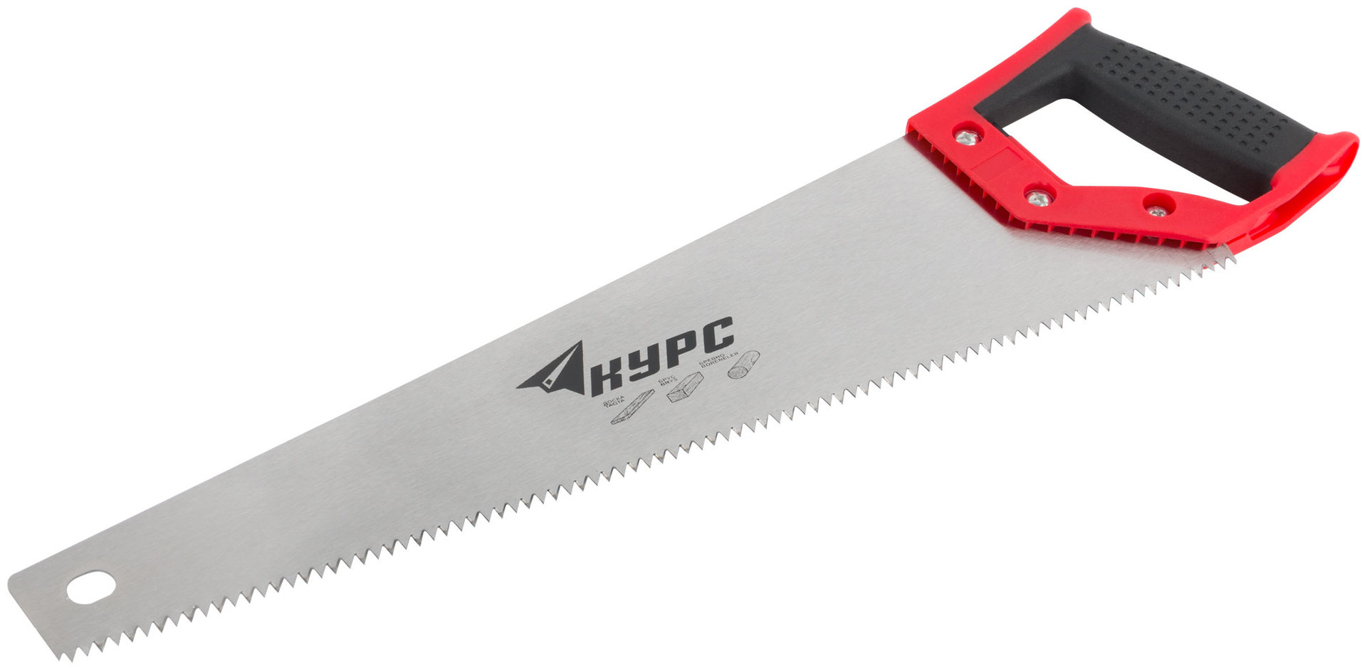 Ножовка по дереву, крупный каленый зуб 5 ТPI, 2D заточка, пластиковая прорезиненная ручка 450 мм (40339)