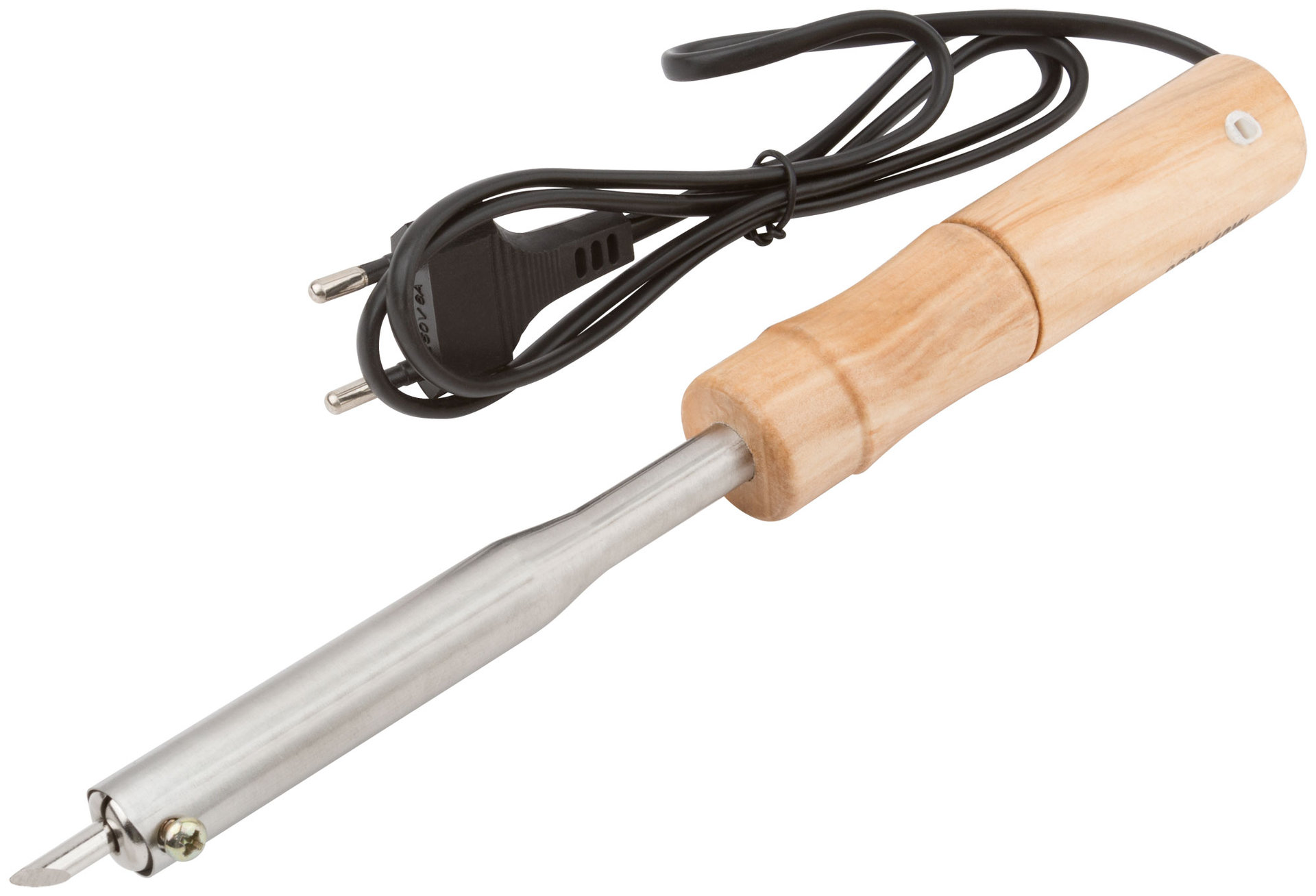 Паяльник 220 В, деревянная ручка, скошенное жало D=4,8 мм, 40 Вт (60485)