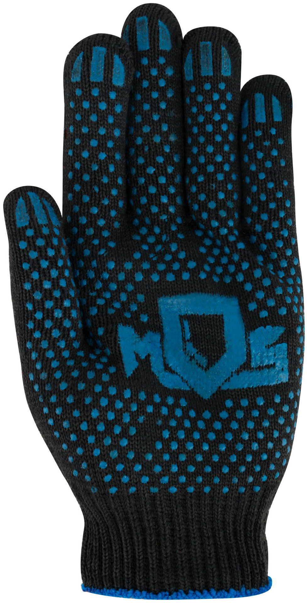 Перчатки вязаные черные х/б с ПВХ, 4 нити, 10 класс вязки (12495)