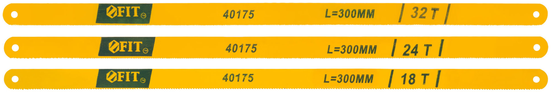Полотна ножовочные по металлу, легированная сталь, 20 Cr, 300 мм, в блистере 3 шт. (18ТPI+24ТPI+32ТPI) (40175)