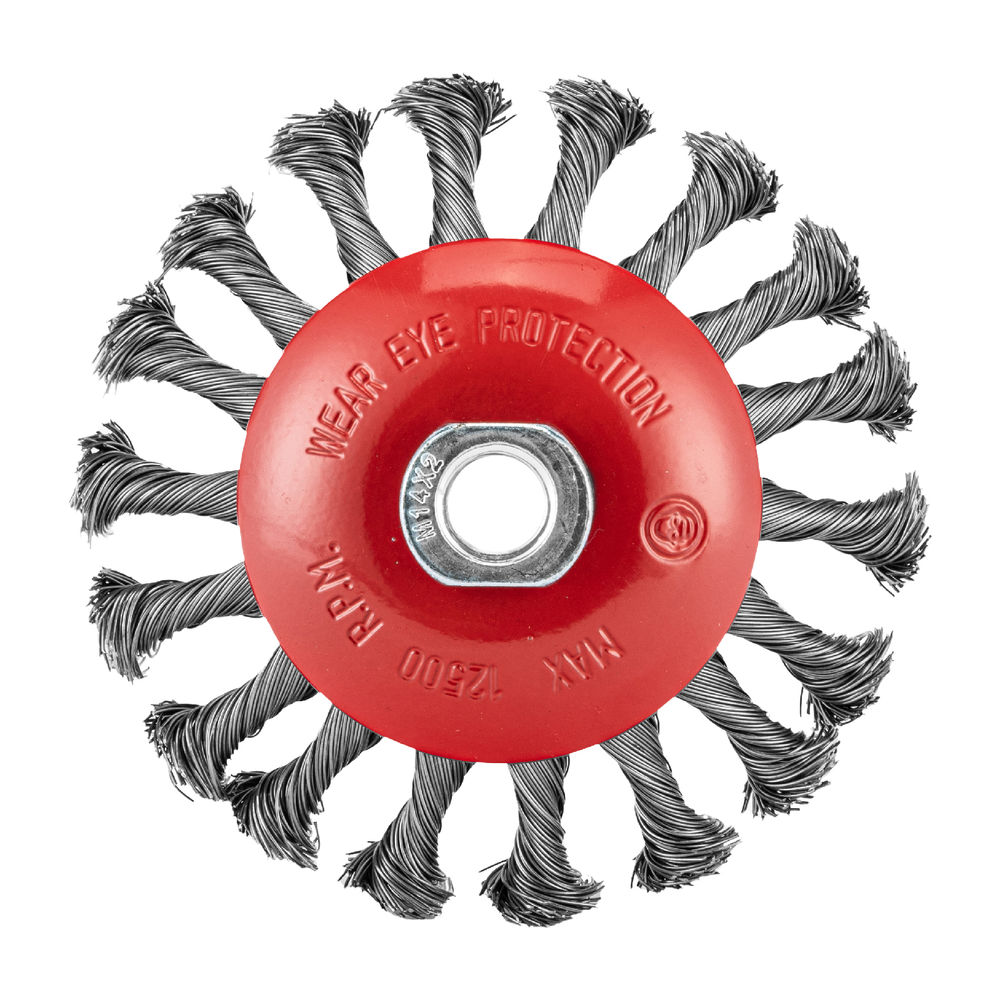 Щетка для УШМ, 115 мм, М14, тарелка, крученая проволока 0.5 мм Matrix (74610)