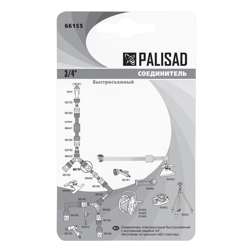 Соединитель пластмассовый, быстросъемный, внутренняя резьба 3/4 Palisad (66155)