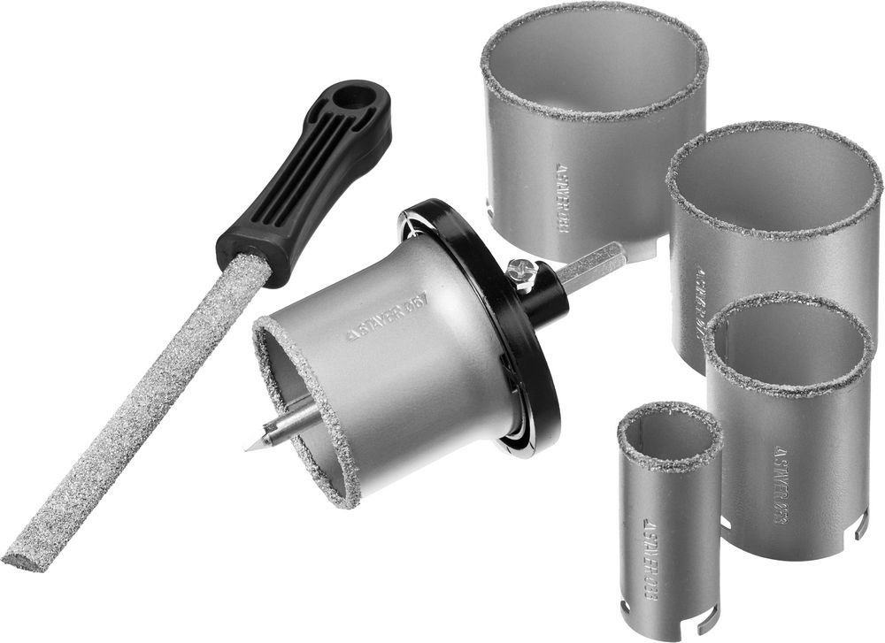 Набор кольцевых коронок 8 шт, 33, 53, 67, 73, 83 мм, карбид вольфрама STAYER Professional 33345-H8