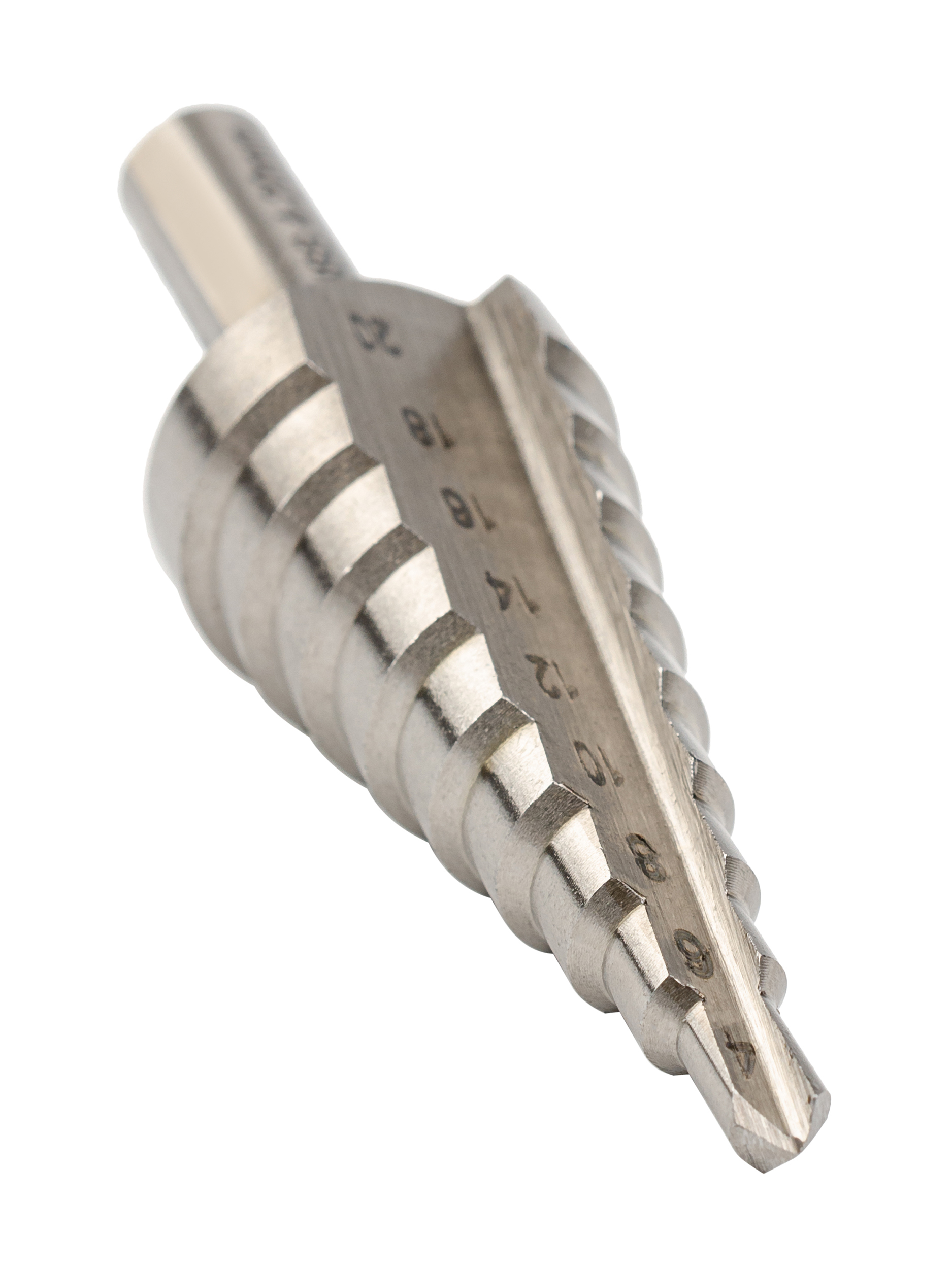 Сверло ступенчатое, HSS, Gr.2, O4-20 мм, прямая канавка, трёхплоскостной хвостовик (ZA-05328)